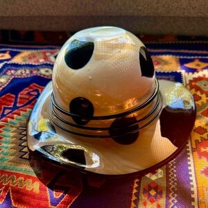 Vintage Murano Black and Cream Art Glass Hat